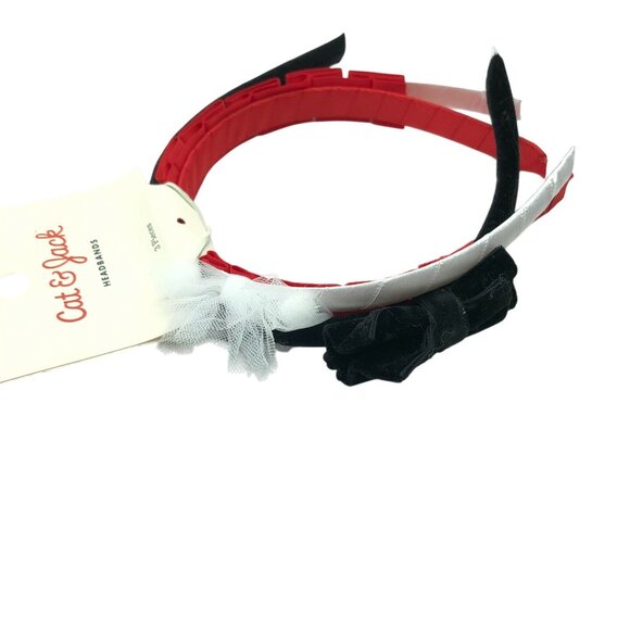 Cat & Jack Girls Headbands 3 Pack Bows Ruffle Dressy Red White Black 3+ - Picture 2 of 3